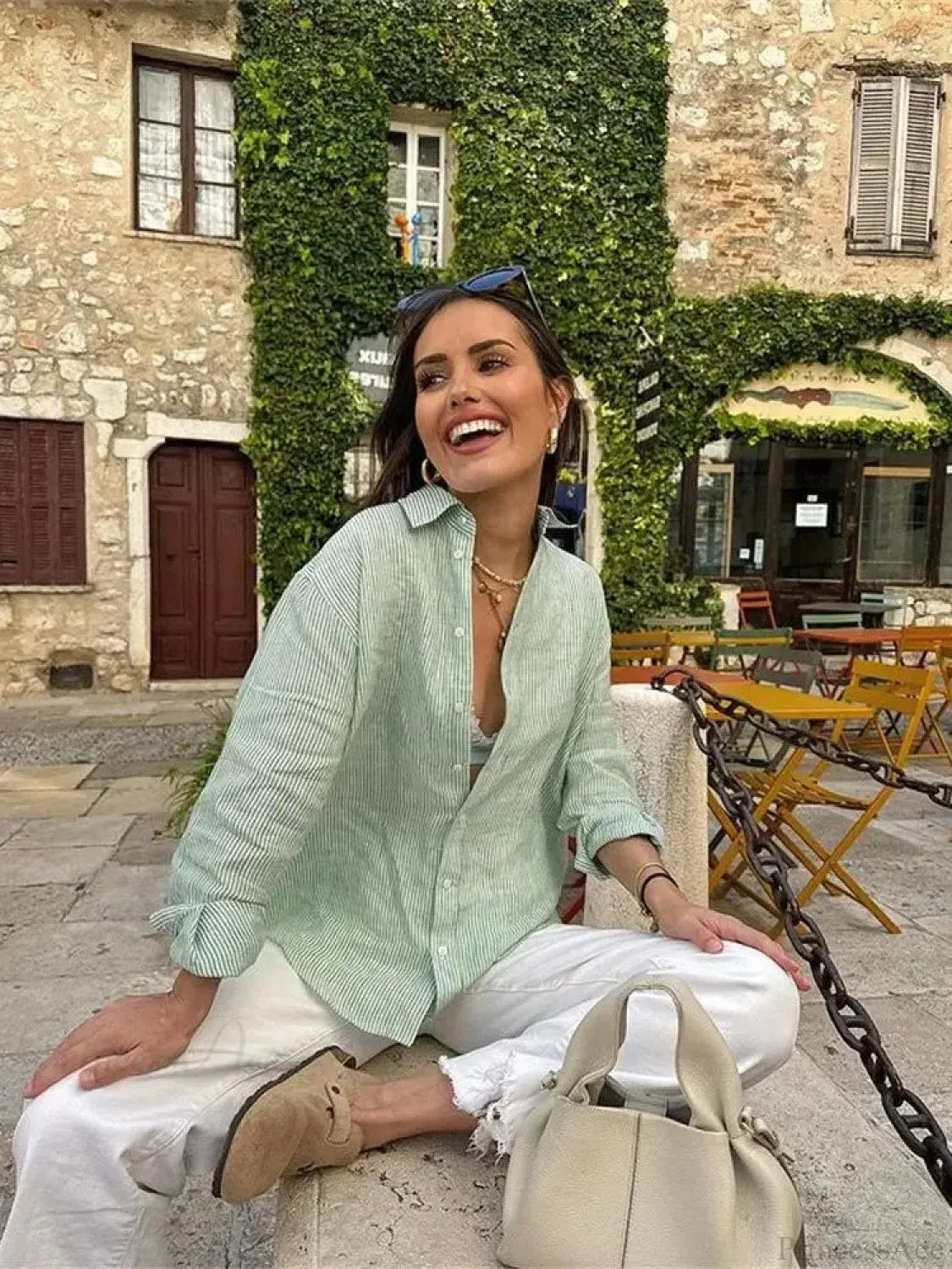 Striped Office Casual Blouse blouse-250223