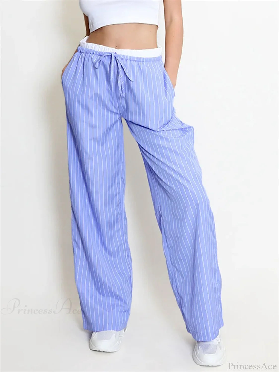 Striped Patchwork Drawstring High Waist Pant pant-250223