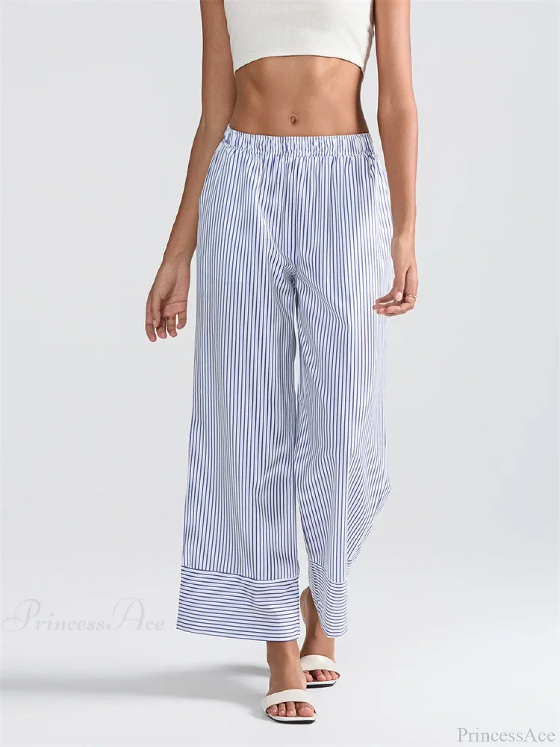 Striped Print High Waist Wide Leg Pocket Pant pant-250223