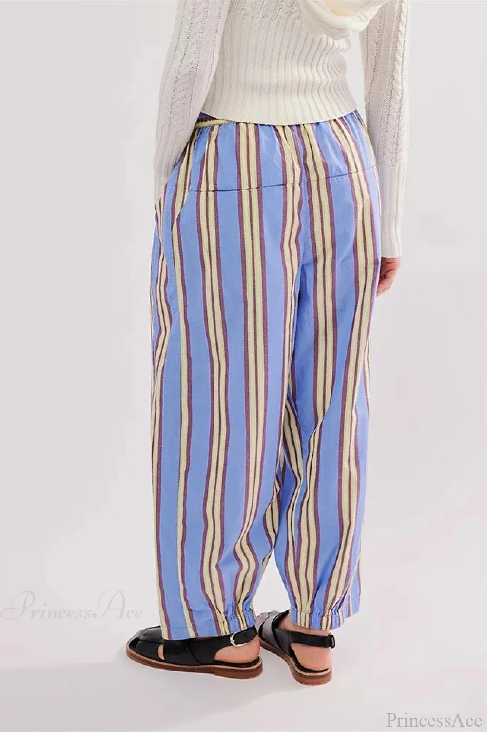 Striped Print Loose Casual Elastic Waist Pant pant-250223