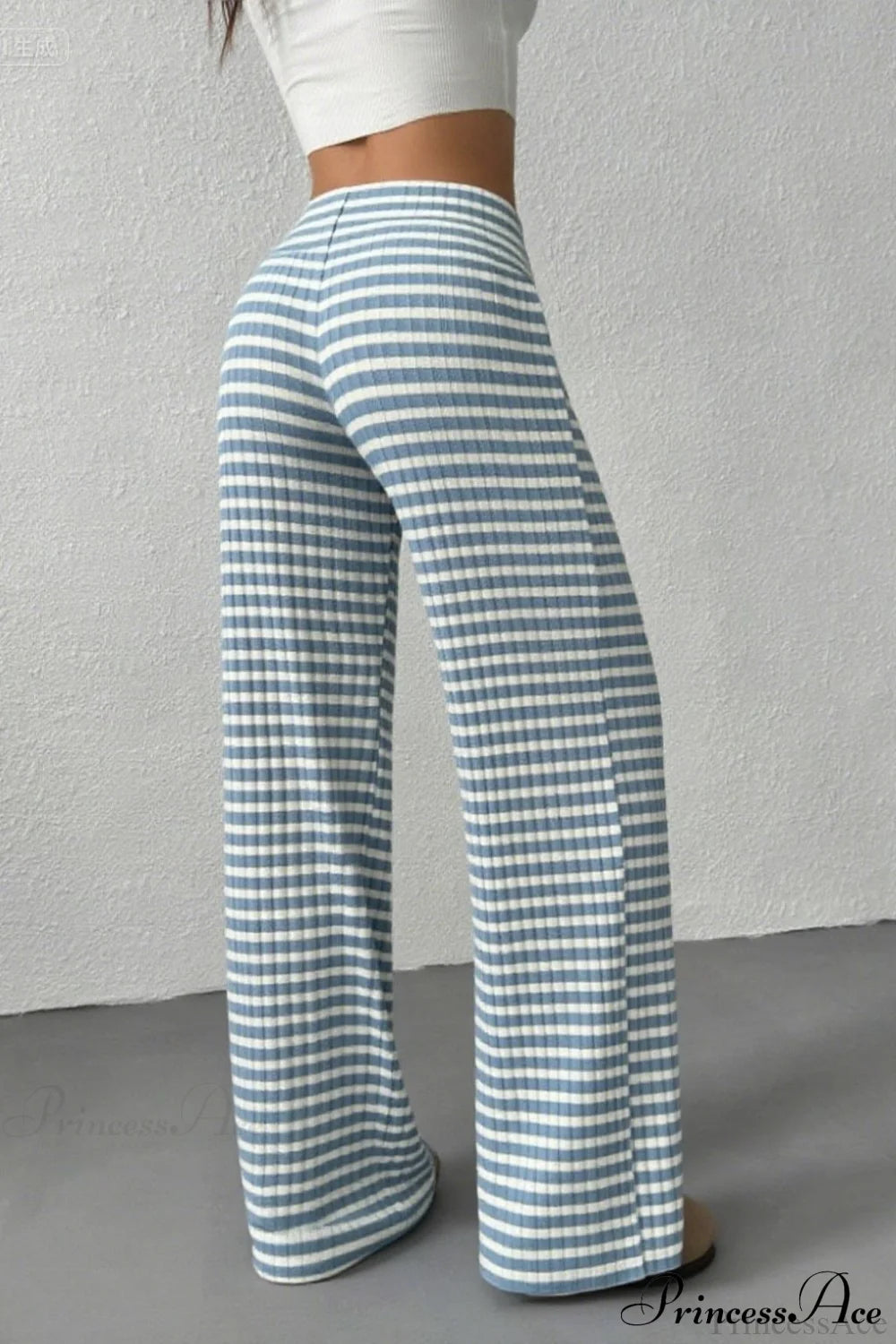 Striped Solid Knit Straight Leg Pants