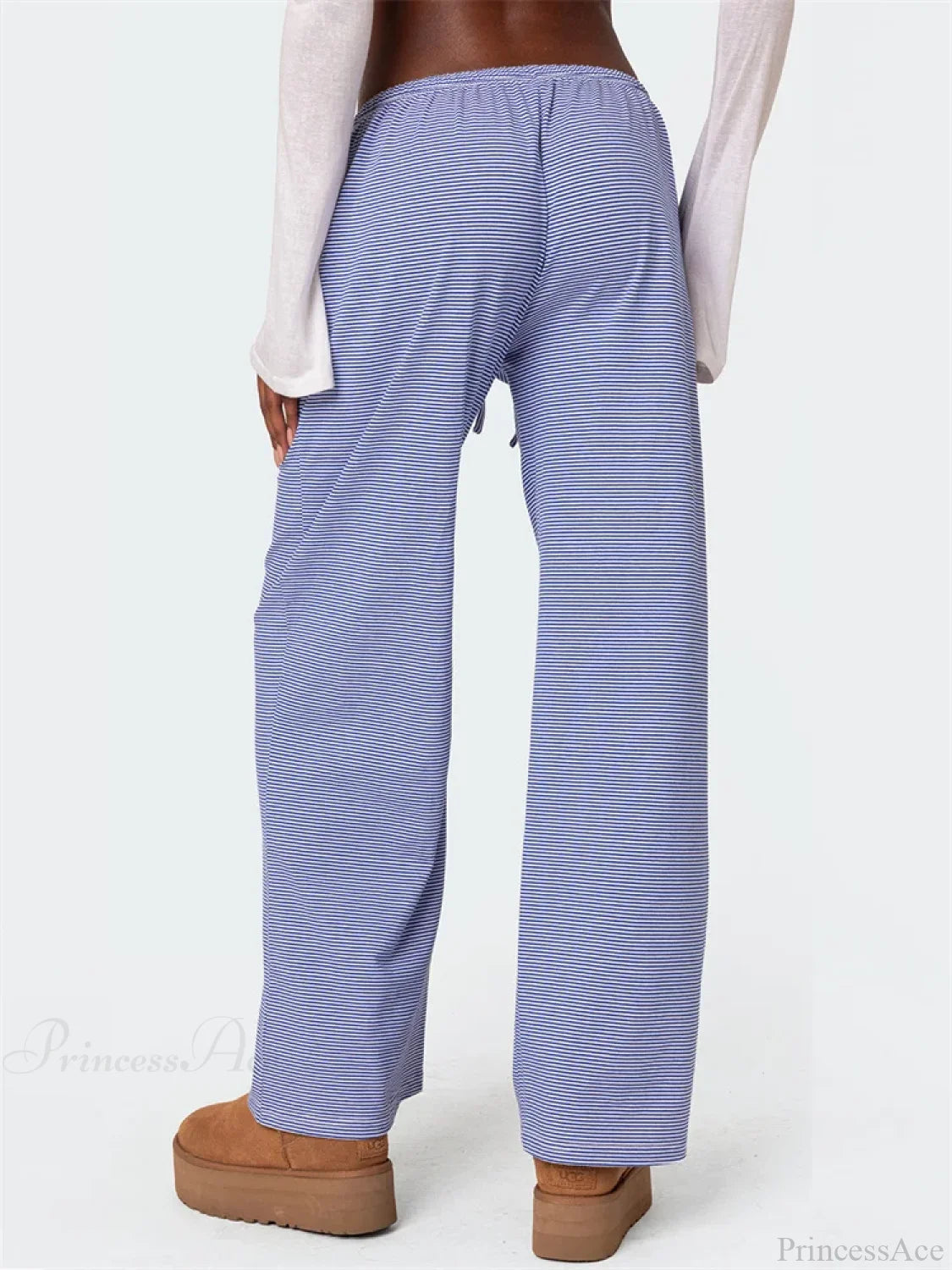 Striped Tie-Up Elastic Waist Loose Casual Pant pant-250223