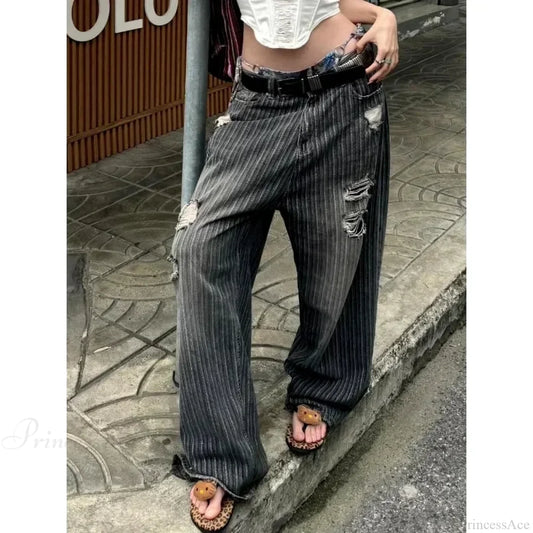 Striped Vintage Y2K Women Jeans Pants