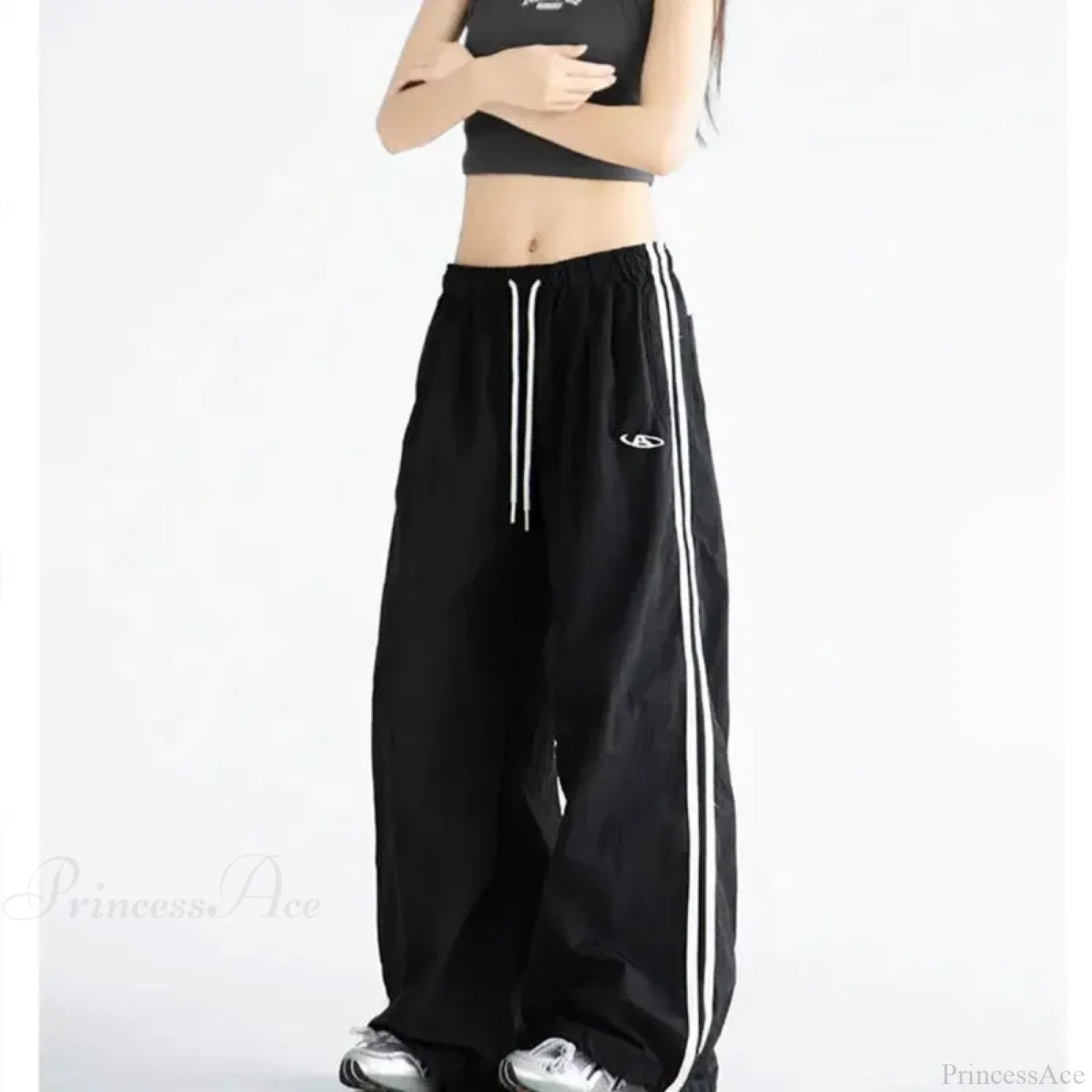 Striped Vintage Y2K Women Sweatpants Pants Black / S