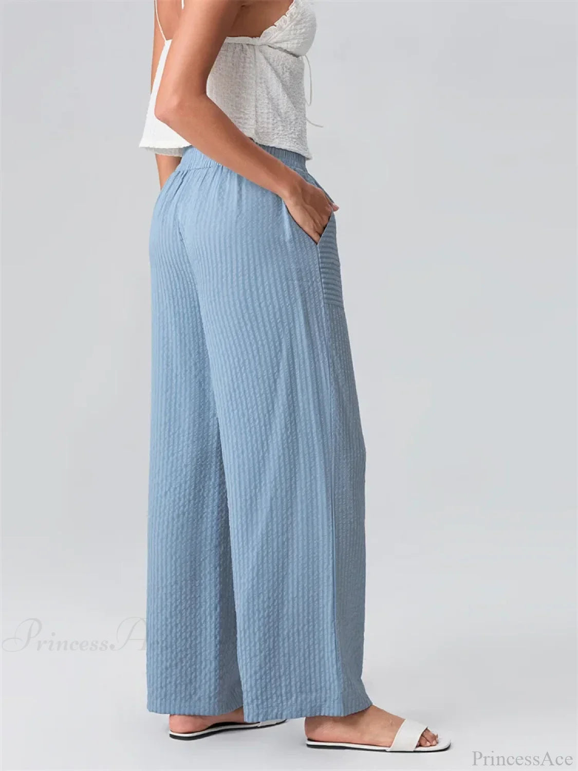 Striped Wide Leg Elastic Waist Loose Street Pant pant-250223