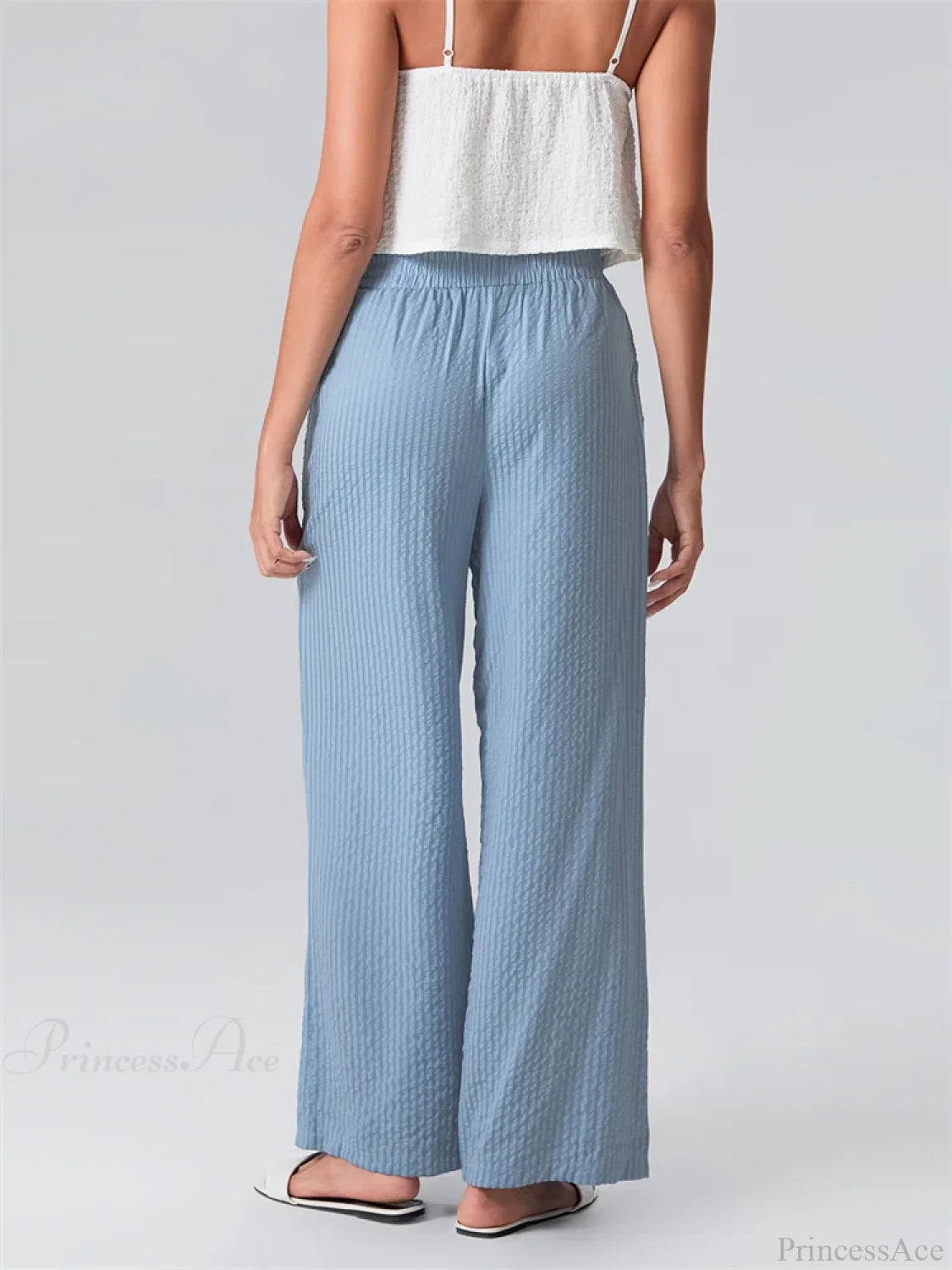 Striped Wide Leg Elastic Waist Loose Street Pant pant-250223