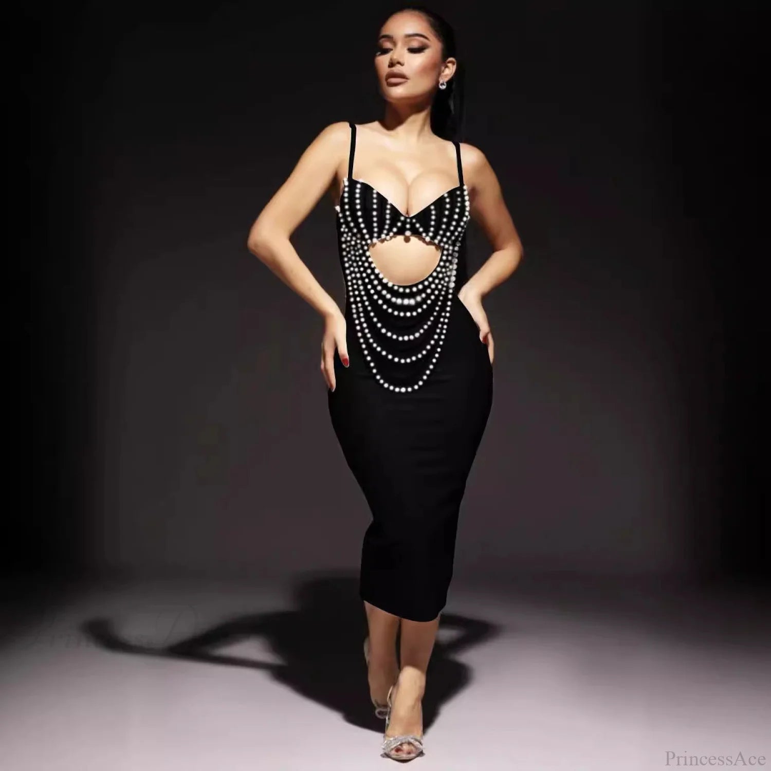 Stylish Black & White Lace Party Dress Prom Dress promdress-250223