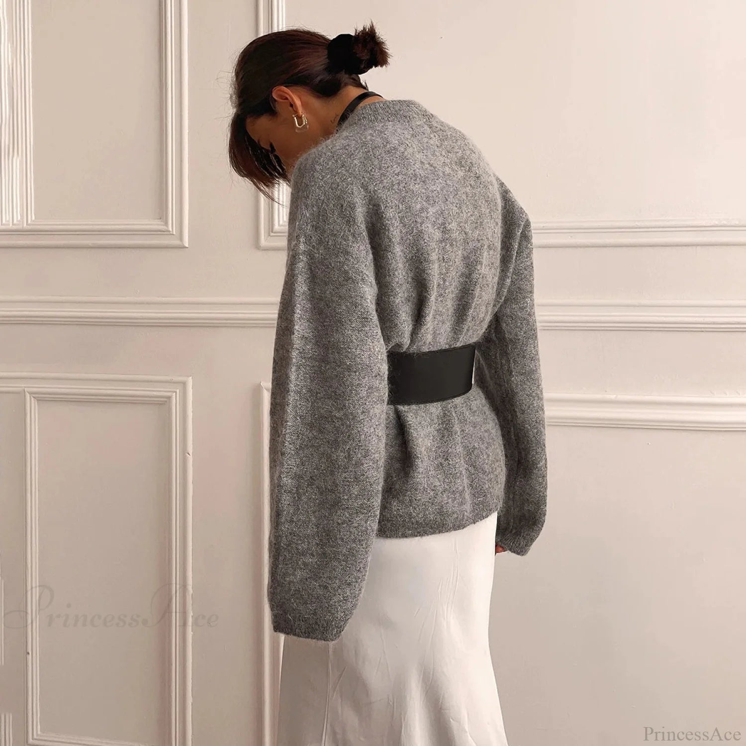 Stylish Dark Leather Harness Belt black