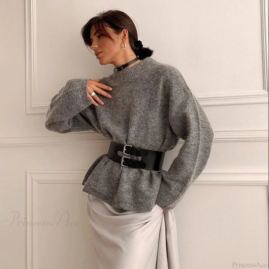 Stylish Dark Leather Harness Belt black