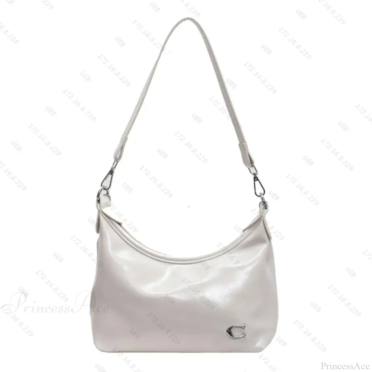 Stylish PU Crossbody Bag with Zipper White shoulder-250126