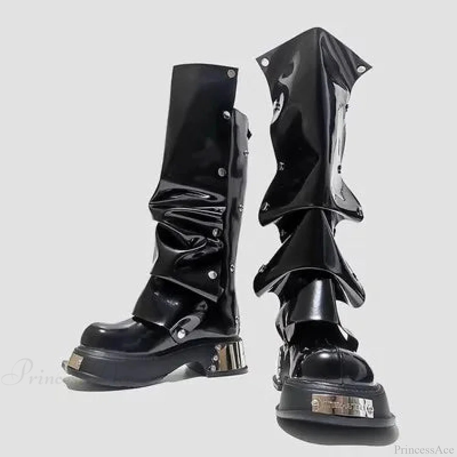 Stylistic Gothic Tall Elevated Rebel Boot Black / 35