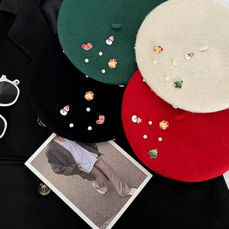 Cold Resistant Wool Korean Style Painter Christmas Beret Hat Hat-L