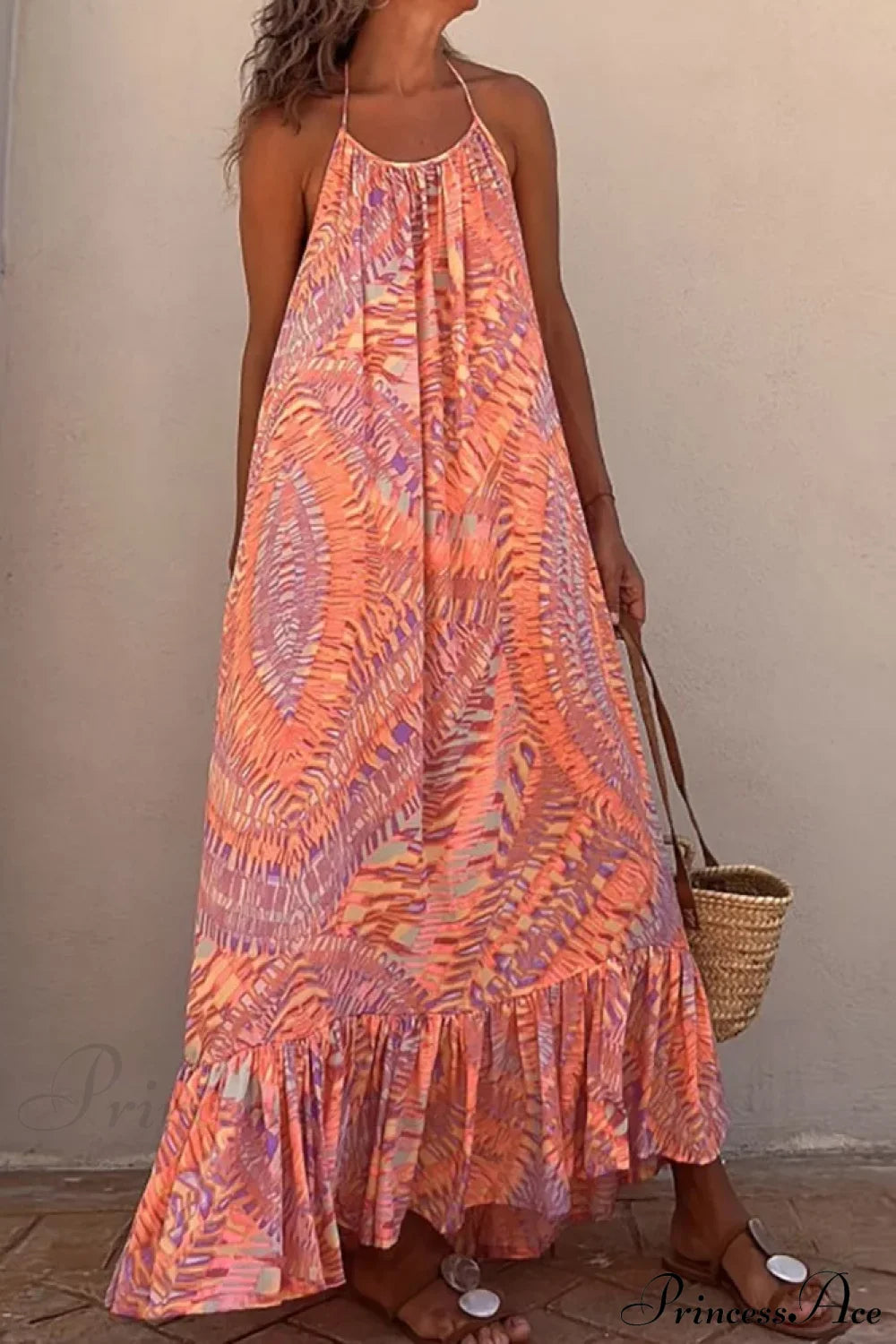 Summer Beach Lady Long Casual Loose Sleeveless Boho Dress