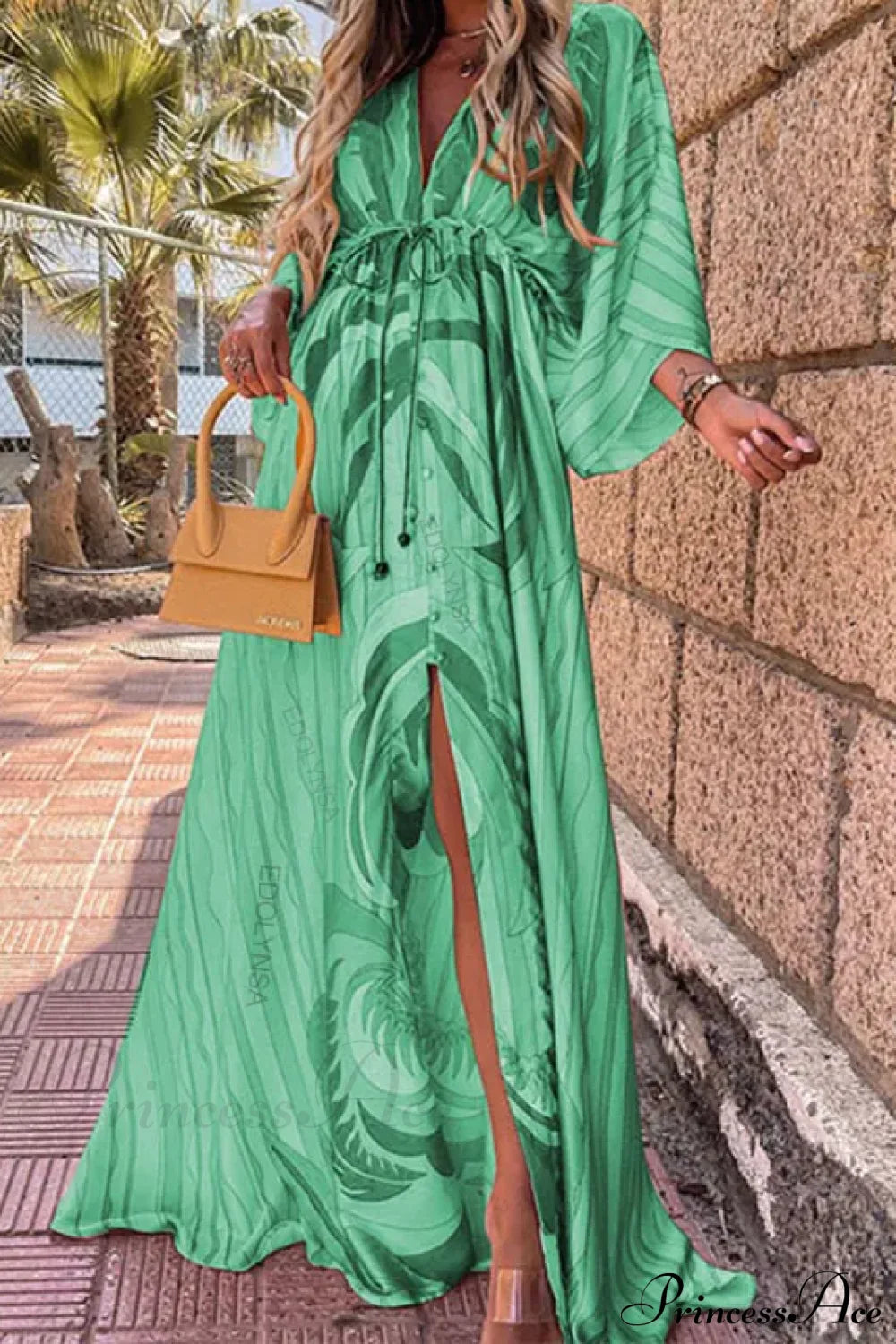 Summer Elegant Gorgeous Printing Long Party Boho Dress Dark Green / S