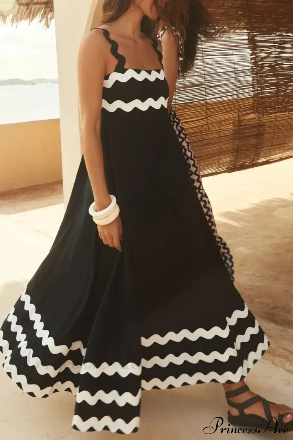 Summer Holiday Elegant Vintage Sling Long Maxi Boho Dress Army Green / S