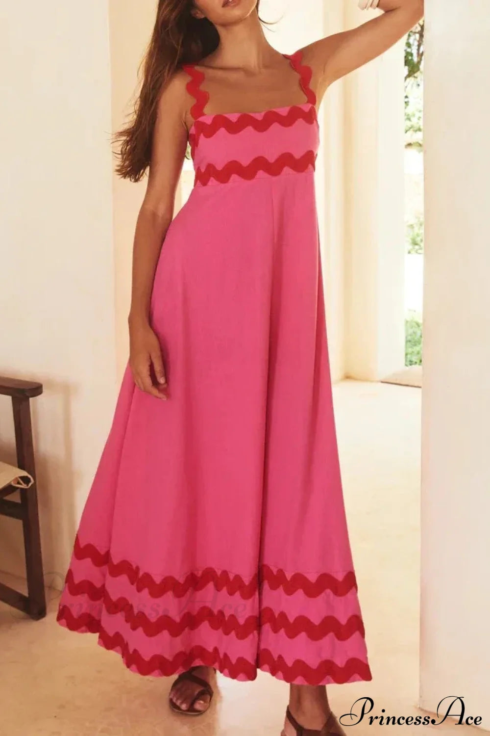 Summer Holiday Elegant Vintage Sling Long Maxi Boho Dress Ivory / S