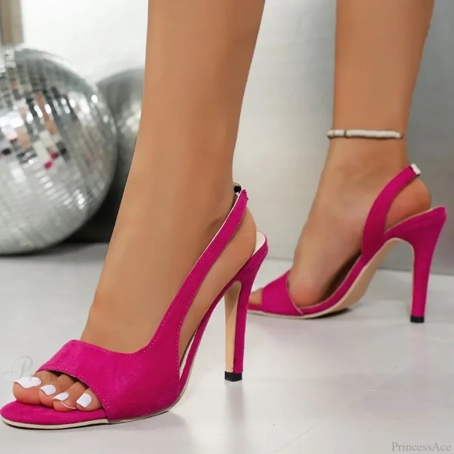 2024 Summer New Comfortable High Heels Fish Mouth Slip-On Open Toe Sandals Large Size Women Heel