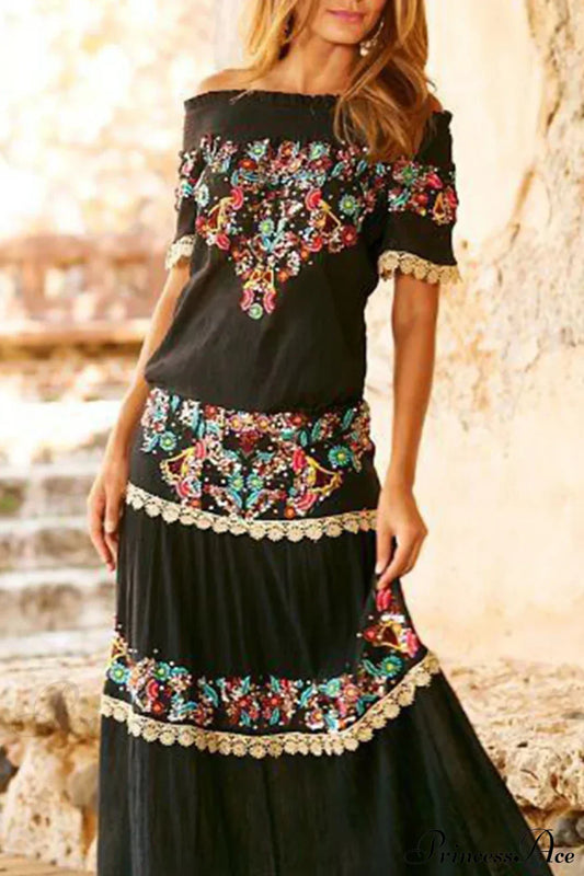 Summer New Elegant Wrapped Chest Long Bohemian Boho Dress