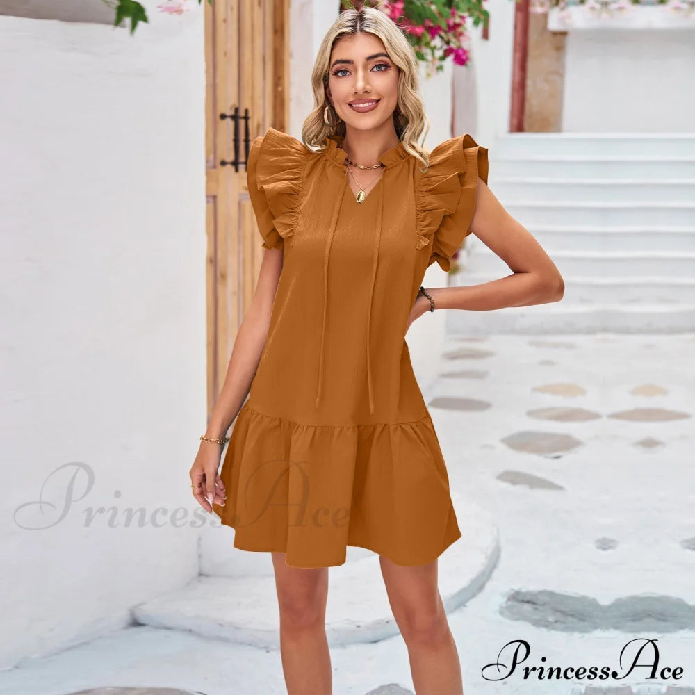 Summer Ruffle A Line Swing Dress S / Green Green Ruffles A Line Dress