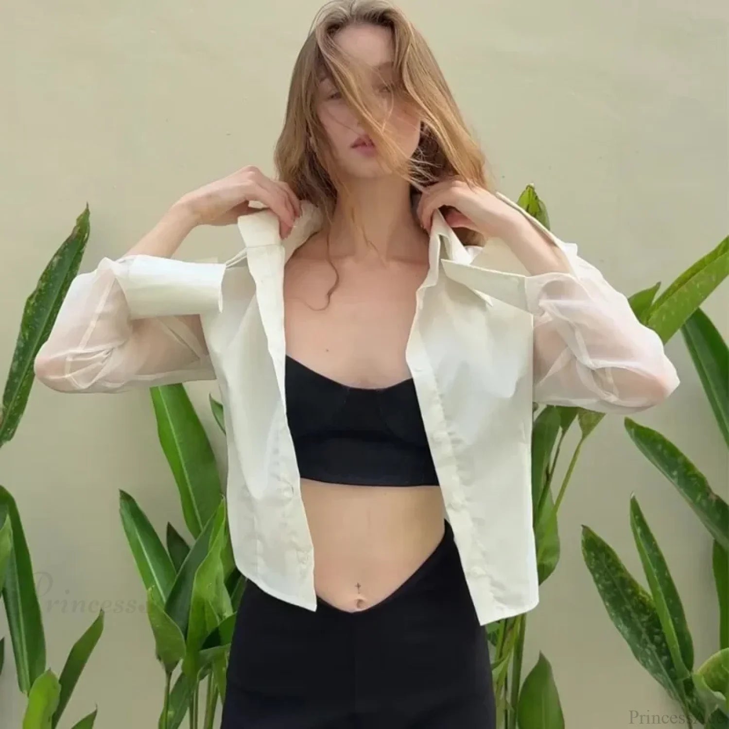 Summer See-Through Slim Blouse blouse-250223