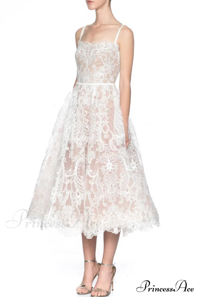 Sundress Backless 2024 Warm-Season Woman Gown Runway Coastal Party Bohemian Sexy Embroidery Lace