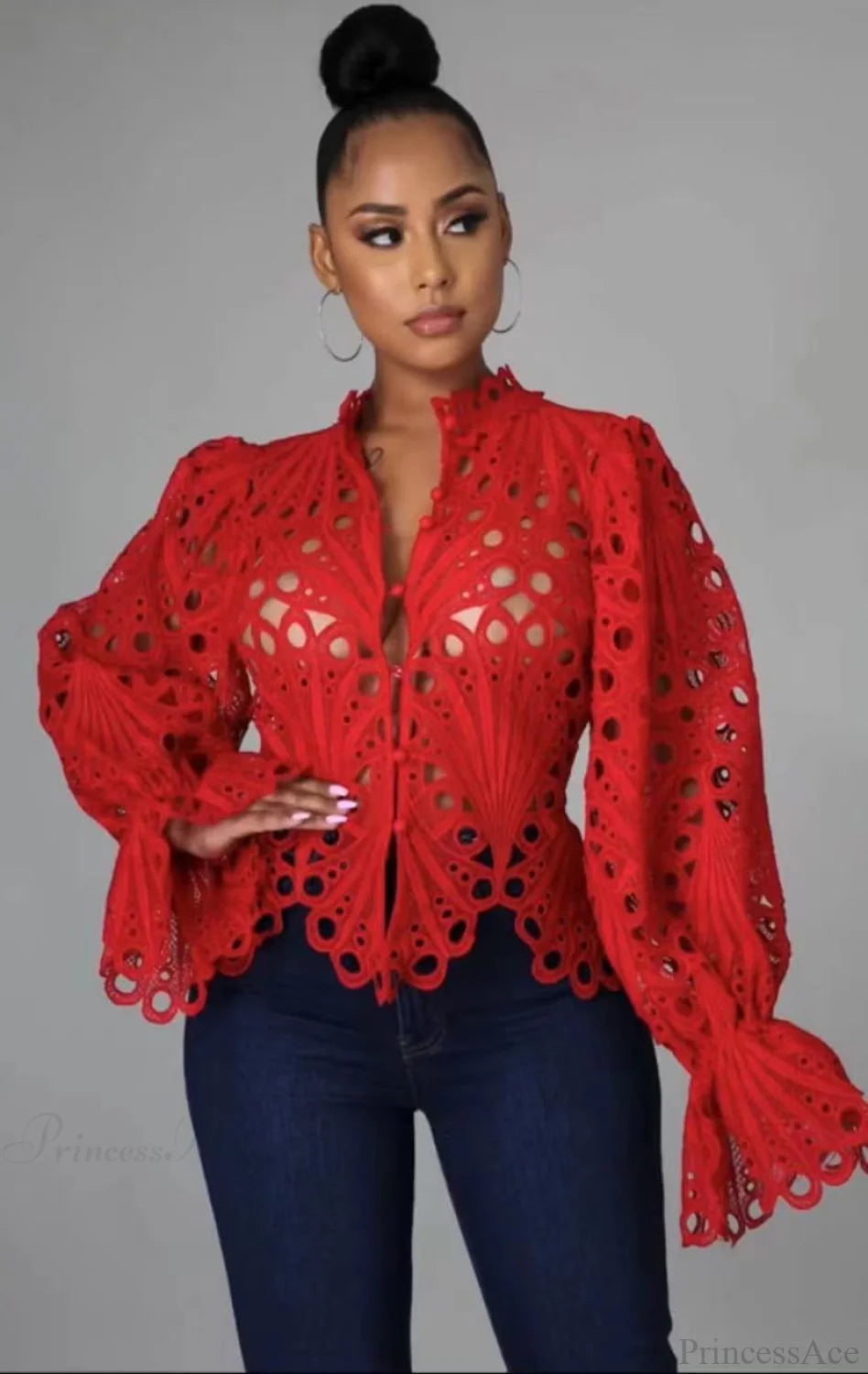 Suzanna Lace Top Red / S Tops & Blouses