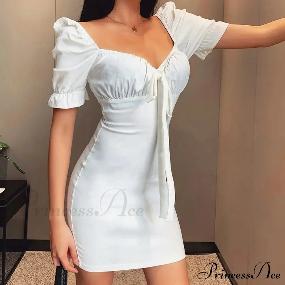 Sweet Moments Puff Charming Sleeve Mini Dress Ivory / S Dressy Dresses