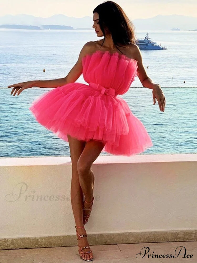 Sweet Women’s Mini Party Dress - Hot Pink S / Red