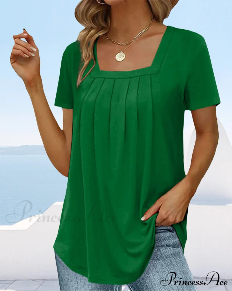 T-Shirt Color Solid Sleeve Short With Square Neck T-Shirts