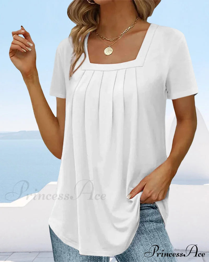 T-Shirt Color Solid Sleeve Short With Square Neck T-Shirts