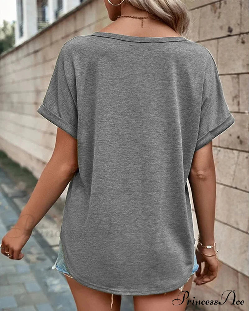 T-Shirt Out Hollow - V-Neck Brief Sleeves T-Shirts