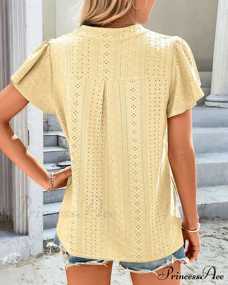 T-Shirt Ruffle With V-Neck Sleeves T-Shirts