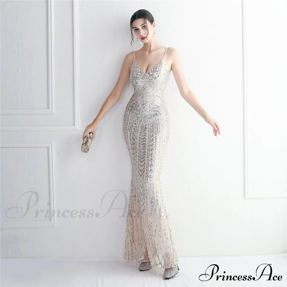 Taisia Formal Stylish Sequin Scroll Dress S.o. Long Dresses