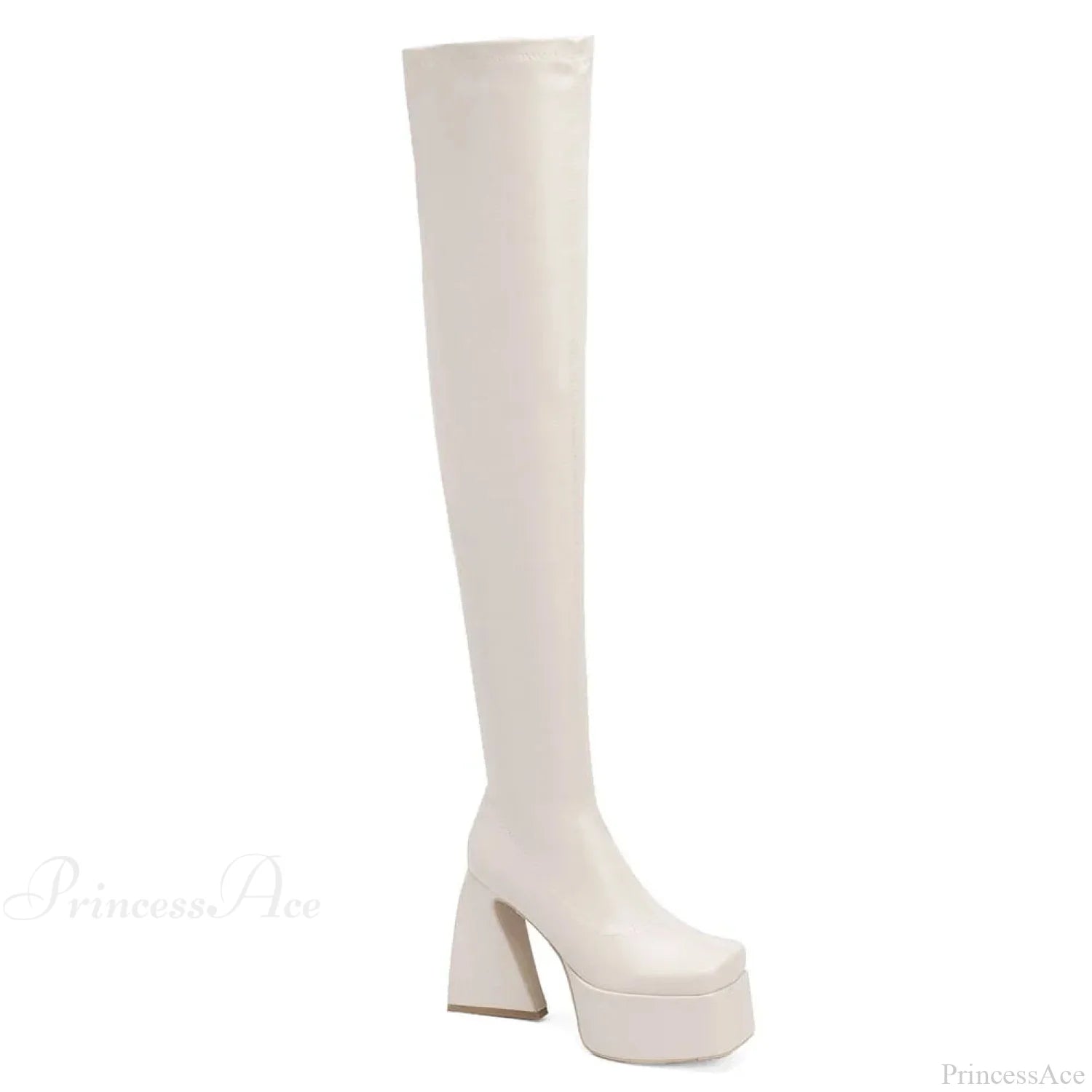 Tall Heeled Above The Knee Platform Winter Boot beige 2 / 5
