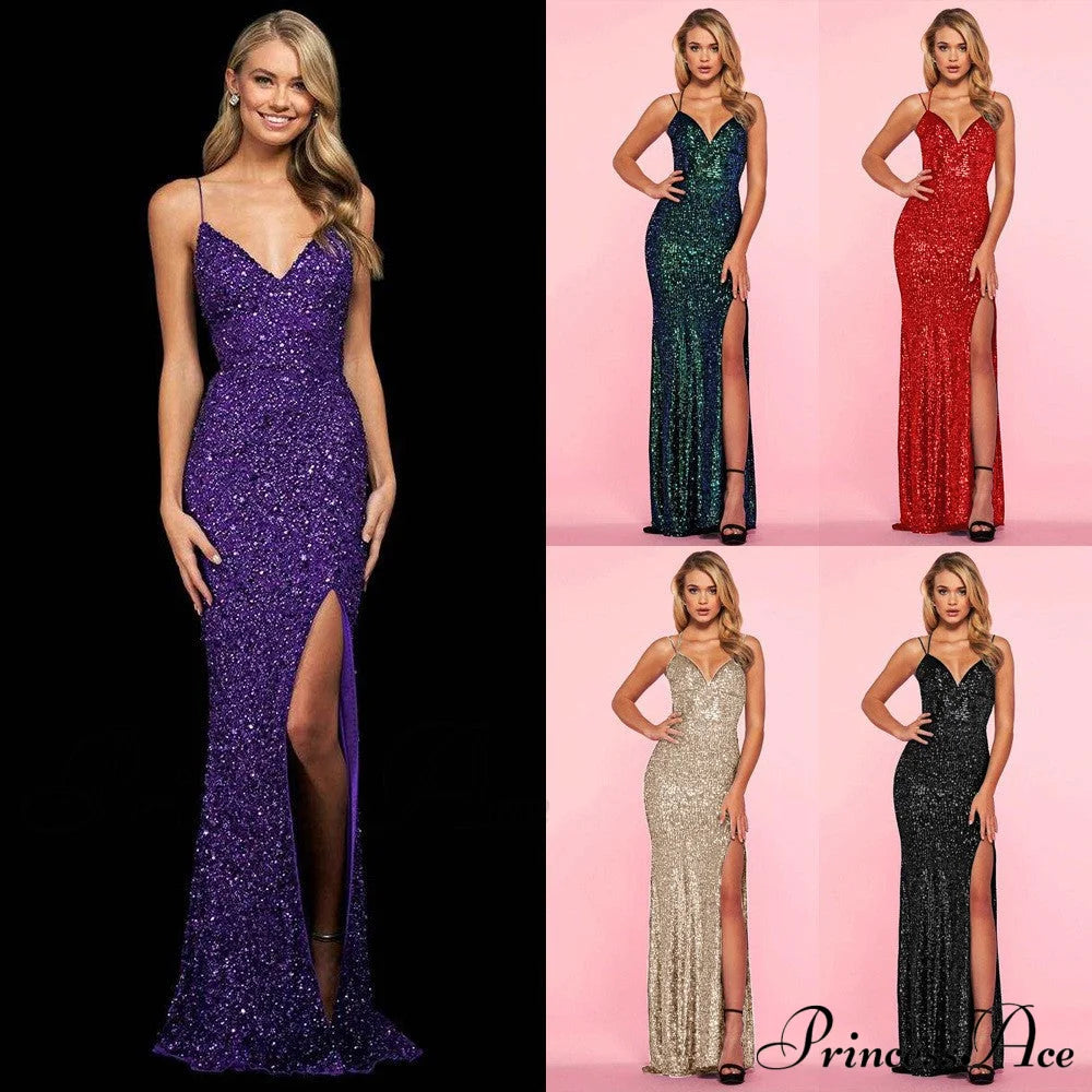 Taya Open Stylish Back Sequin Dress S.o. Long Dresses