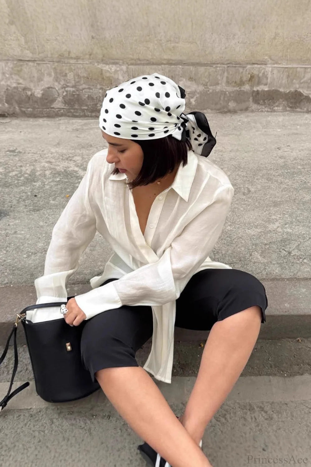 Tencel Sheer Asymmetric Long Sleeve Blouse