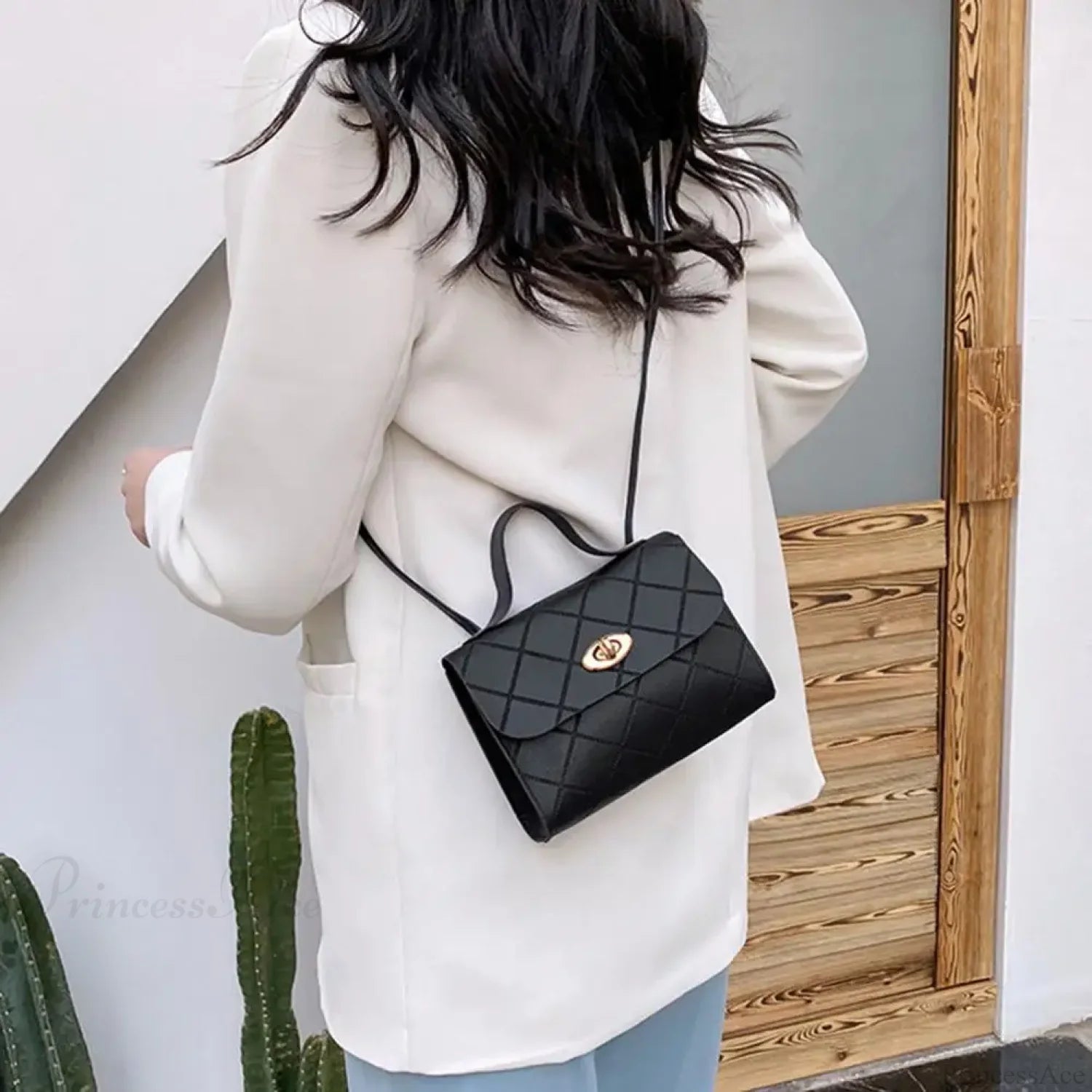 Textured Long Strap Faux Leather Crossbody Wallet Handbag handbag-250126