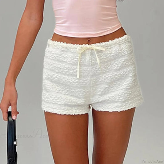 Textured Tie-Up Elastic Short short-250223