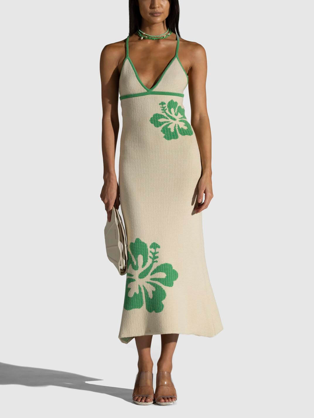 Knitted Suspender Halterneck V-Neck Graceful Backless Sexy Midi Dress Dresses