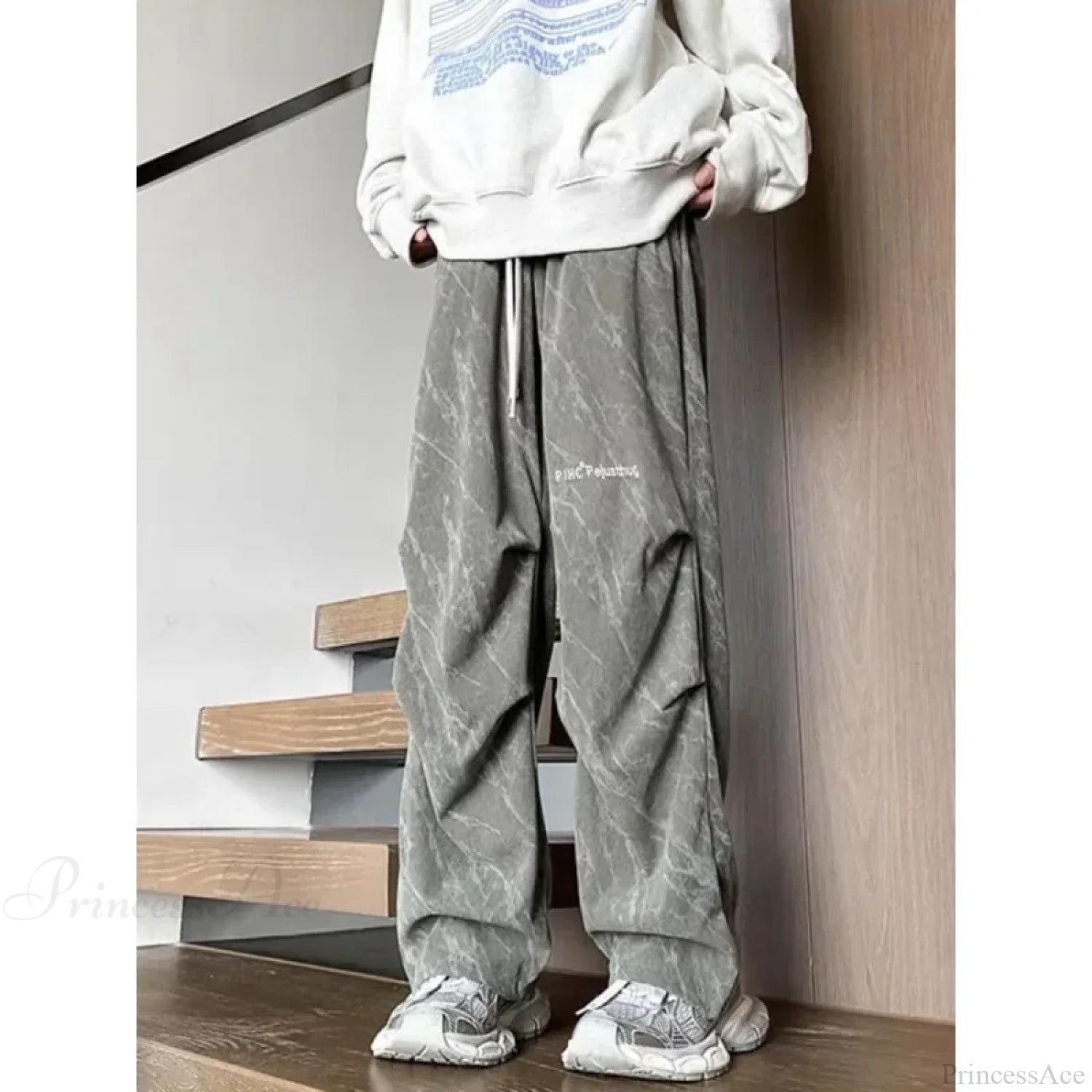 Tie Dye Corduroy Wide Leg Pants grey / S