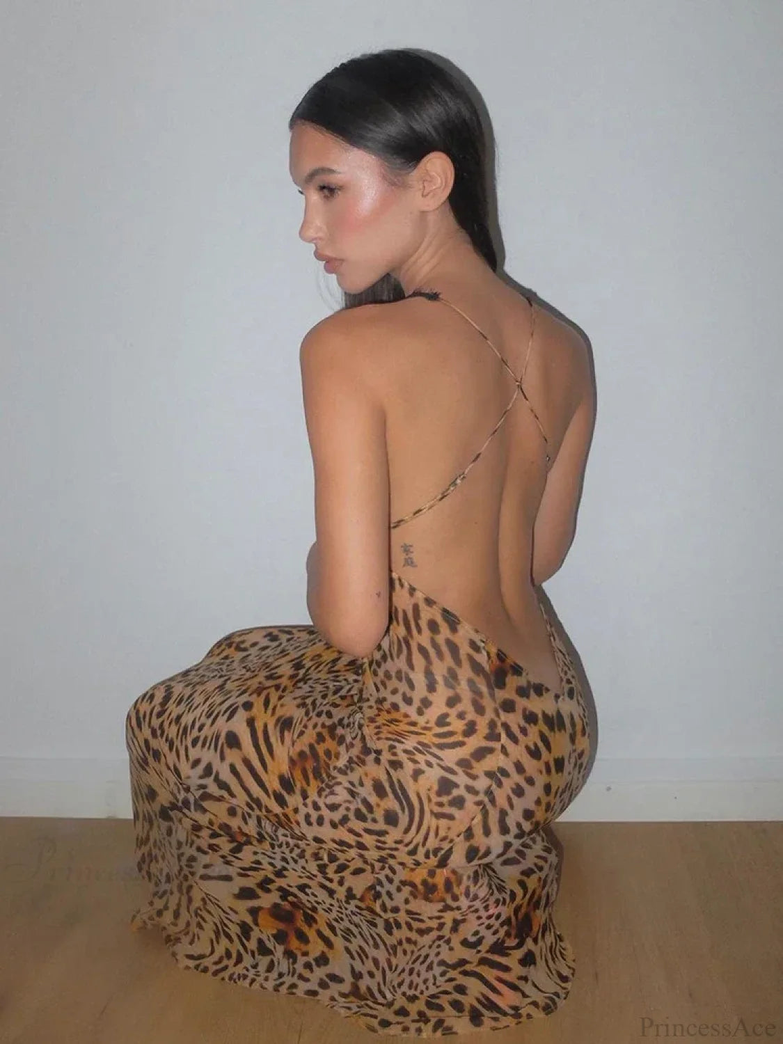 Tie Dye Floral Chiffon Vacation Dress vacationdress-250223