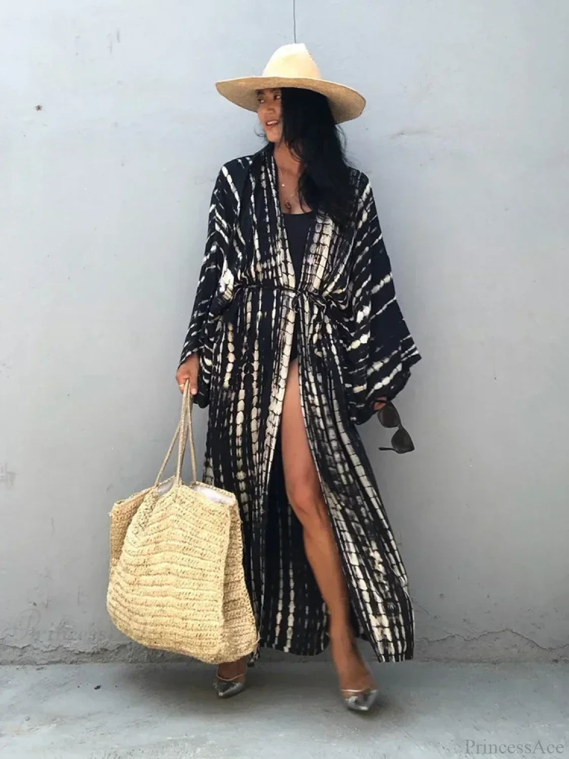 Tie Dye V-Neck Beach Cover Up color11 / One Size