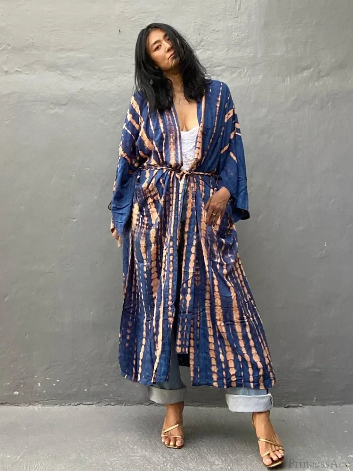 Tie Dye V-Neck Beach Cover Up color15 / One Size