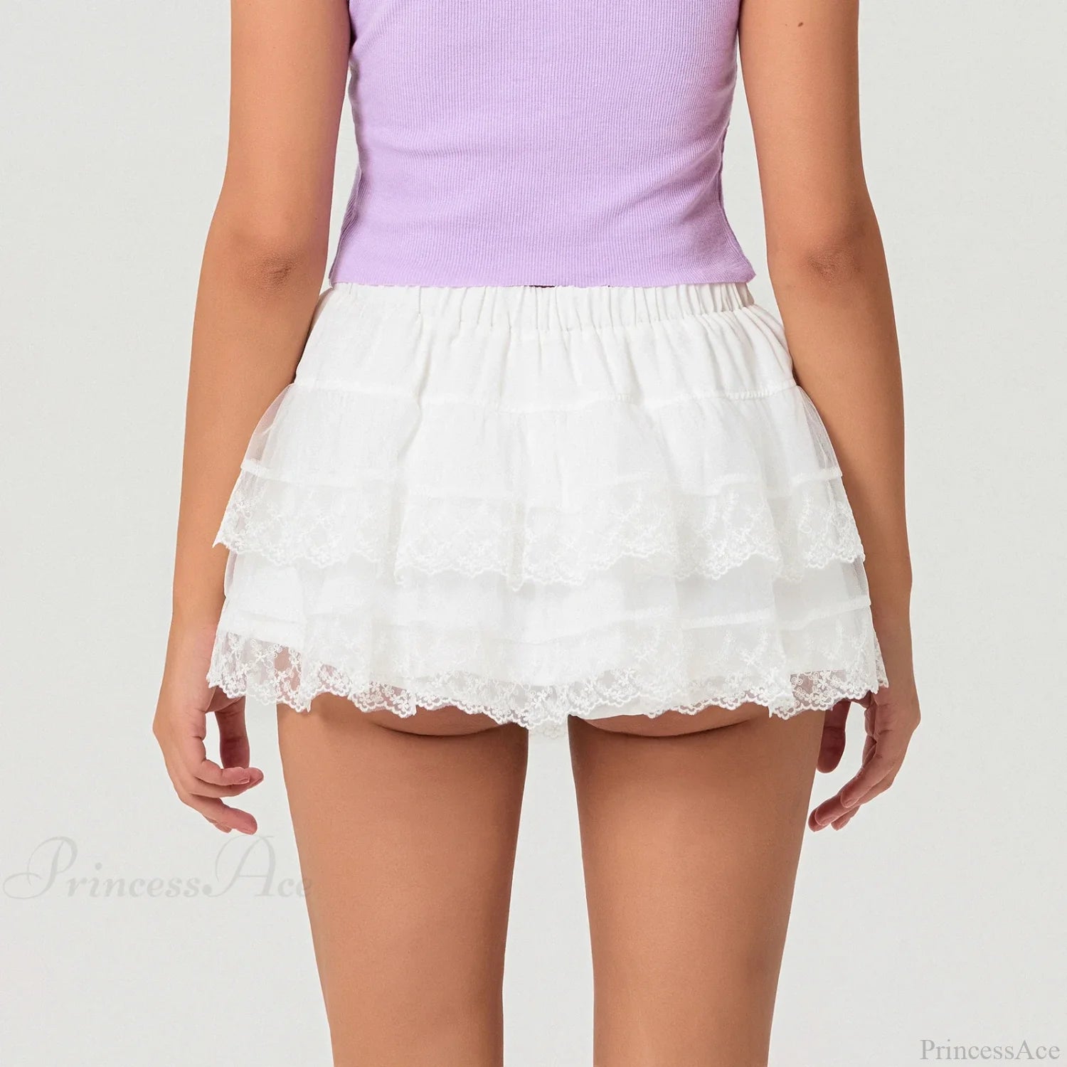 Tie-Up Bow Mesh Ruffle Skirt skirts-250223