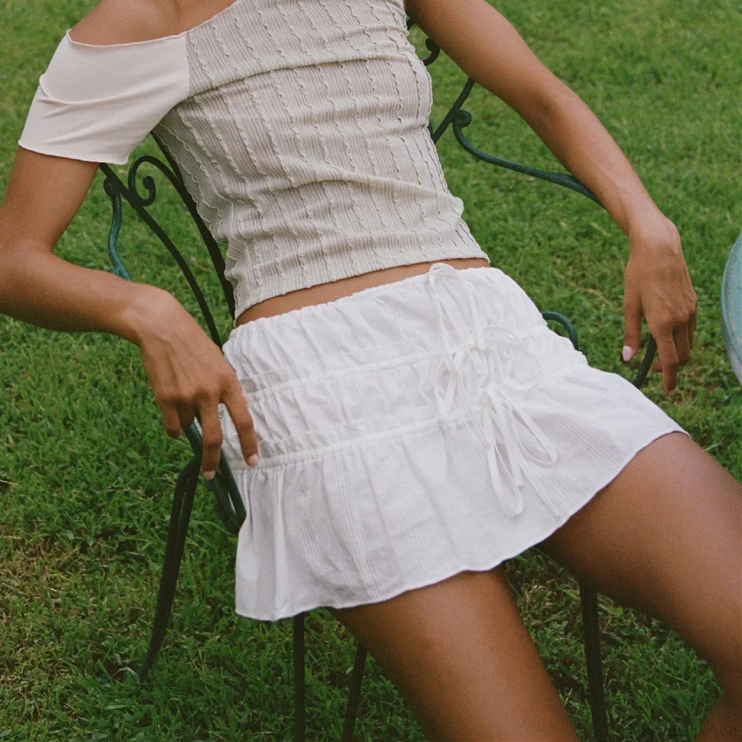 Tie-Up Front Cottage Style Skirt skirts-250223