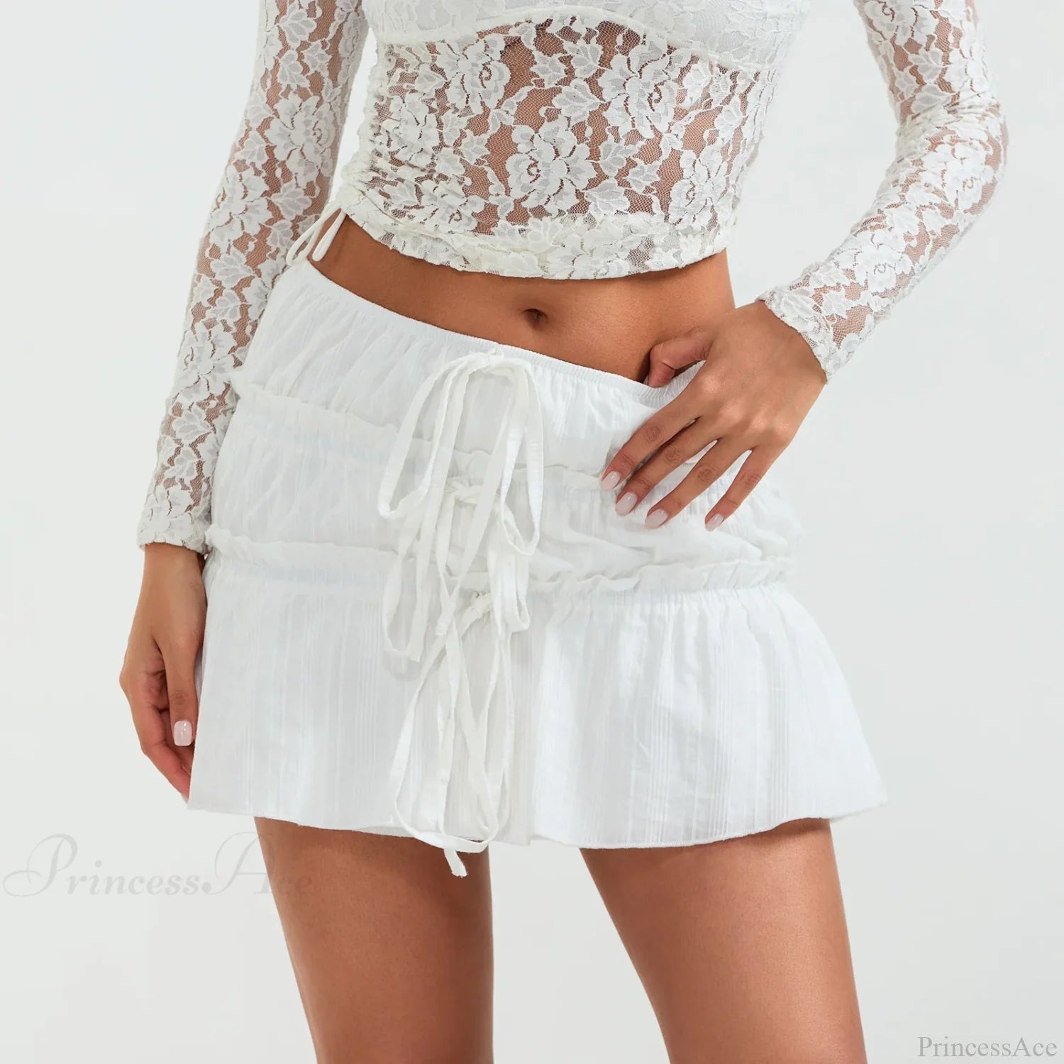 Tie-Up Front Cottage Style Skirt skirts-250223