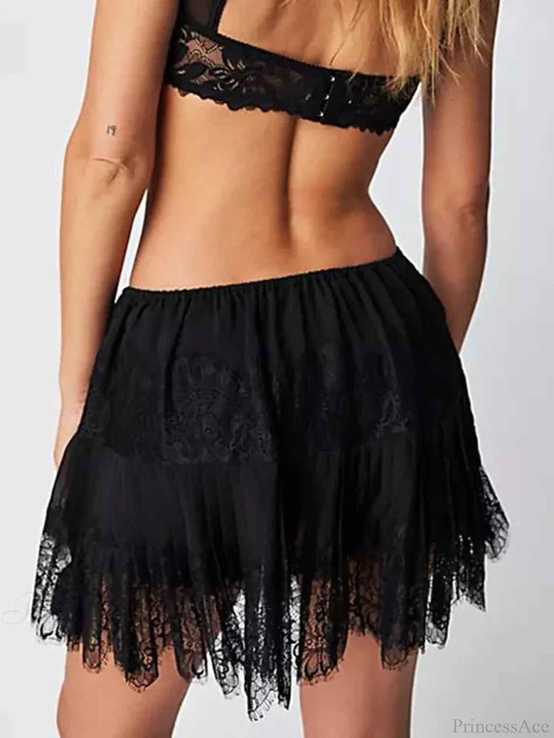 Tiered Lace Mini Pleated Skirt