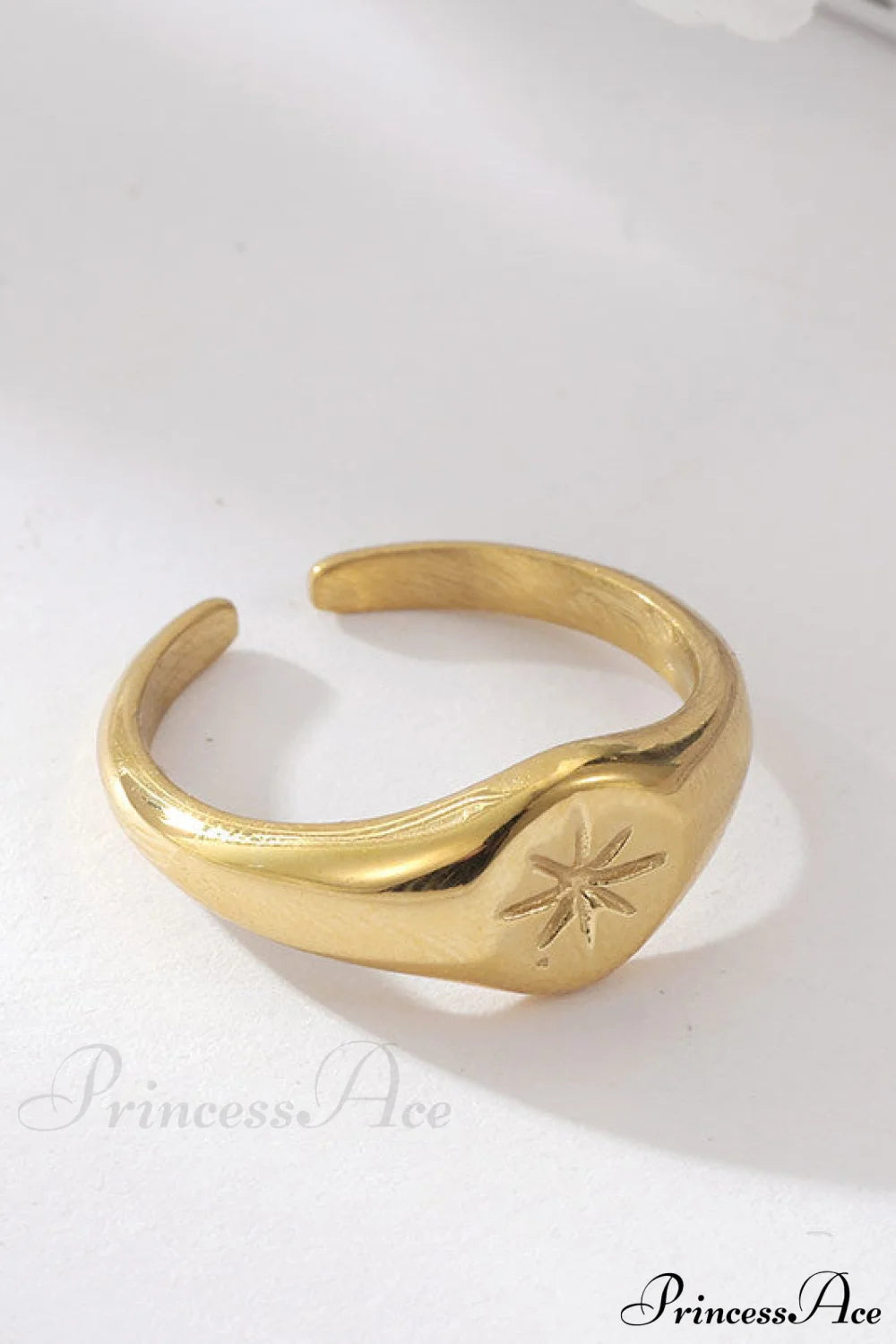 Titanium Steel Gold Plated Eight-Pointed Star Rings