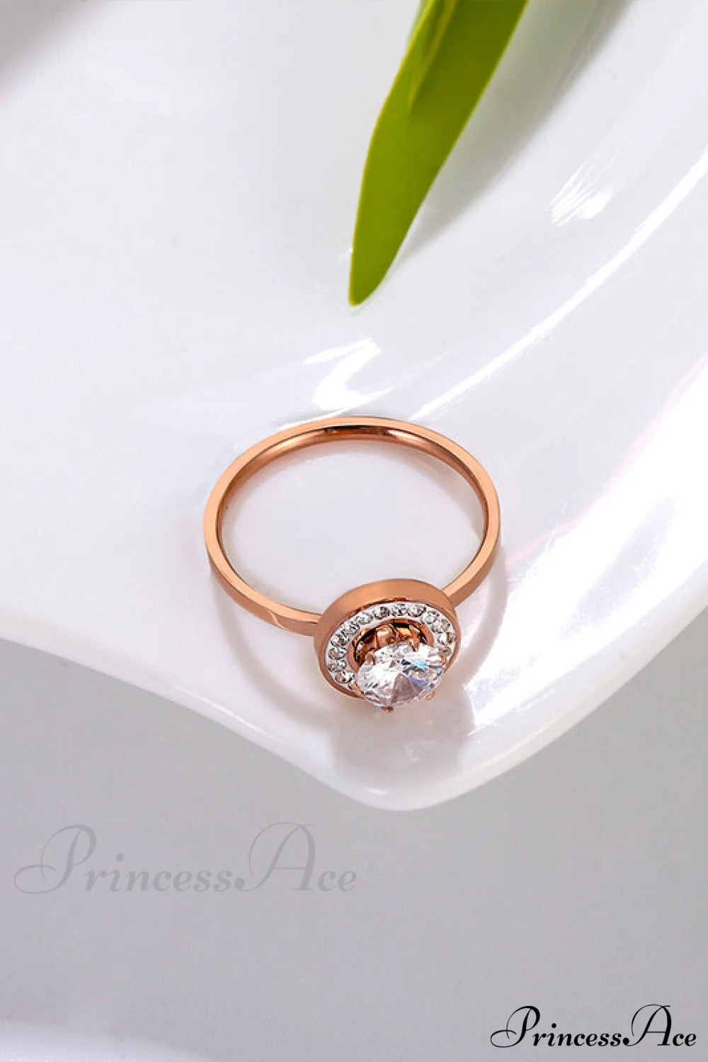 Titanium Steel Shining Diamond Hoop Ring