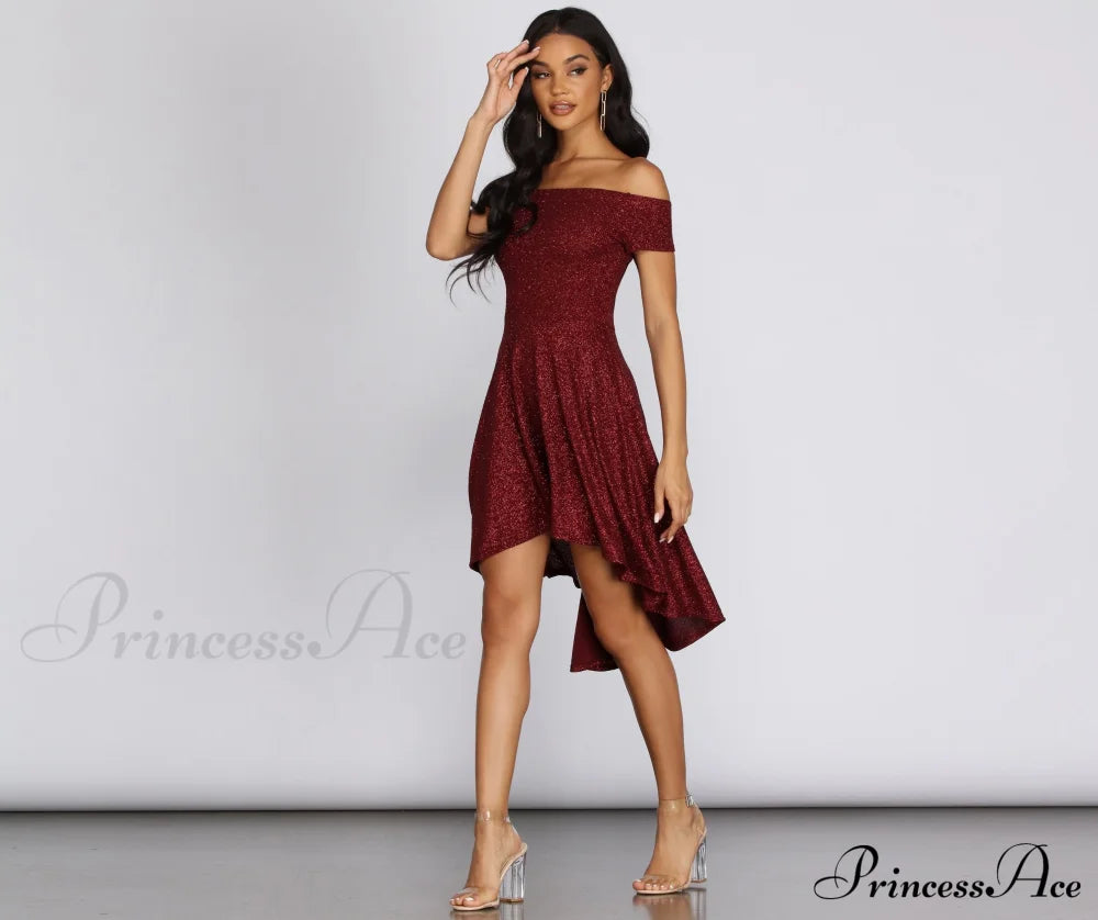 Total Twirl Stylish Glitter Skater Dress Dressy Dresses